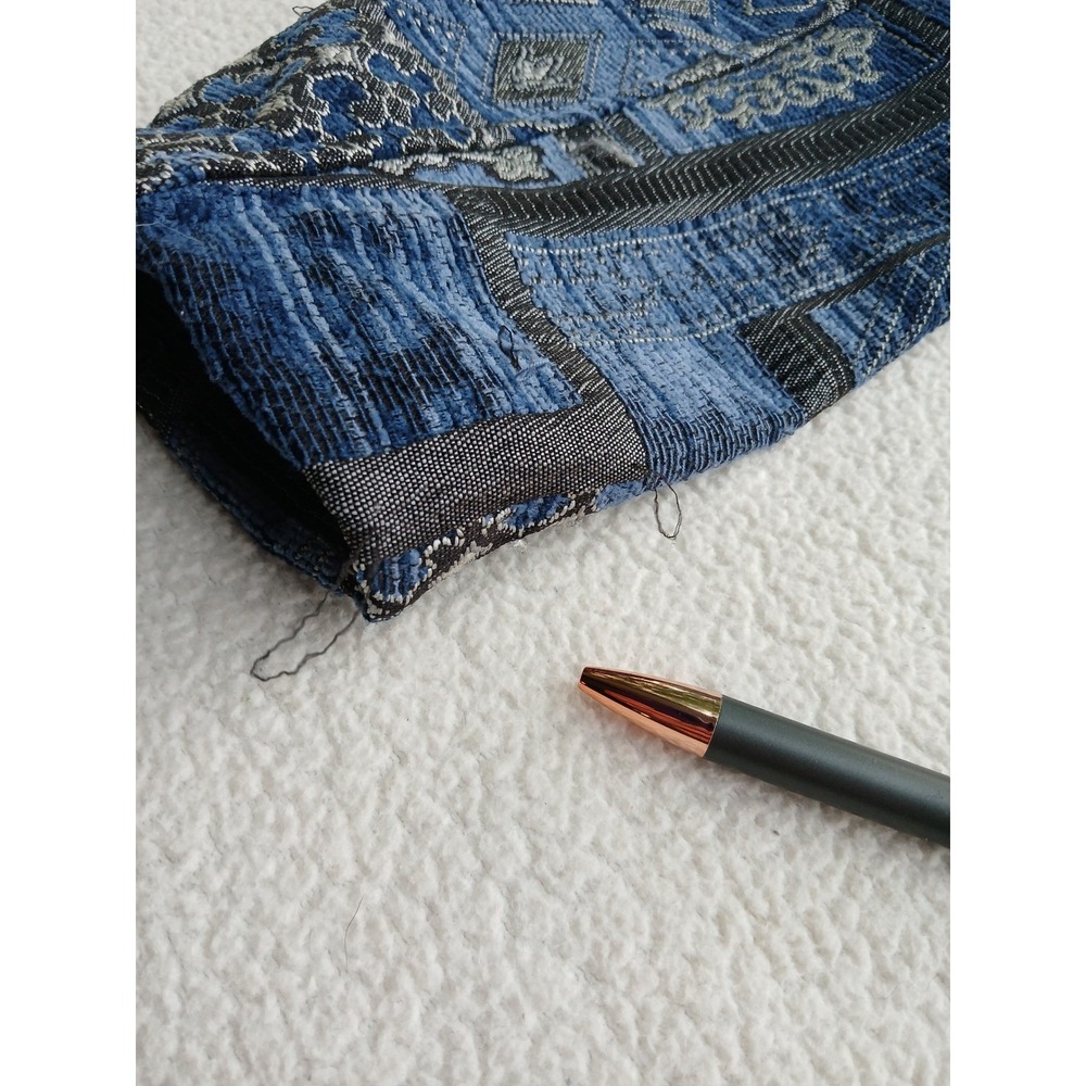 Susan Graver Tapestry Jacket Womens L Blue Patchwork Art Zip Mandarin Collar - Picture 7 of 7